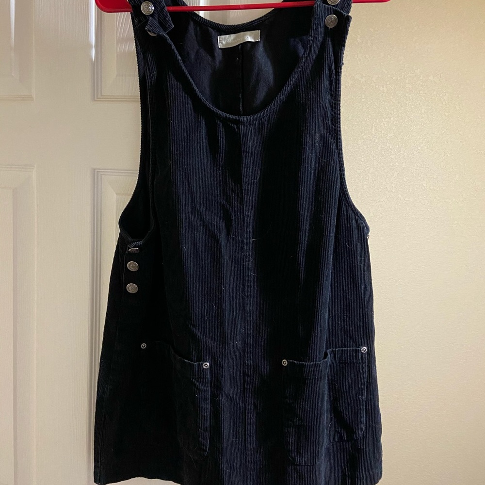 Corduroy black overall dress
